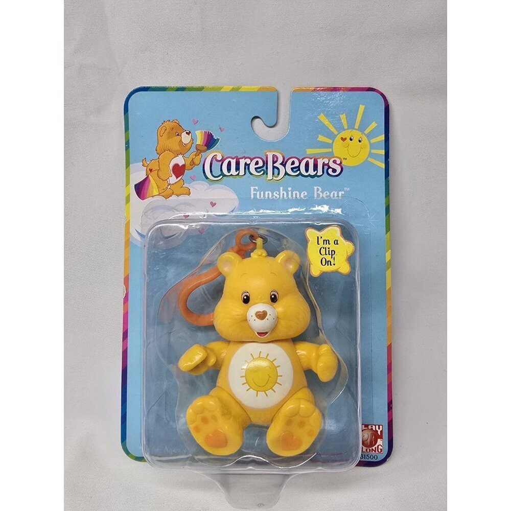 Care Bears- 2003 Clip On Poseable Keychain Figure- Funshine Bear - NEW